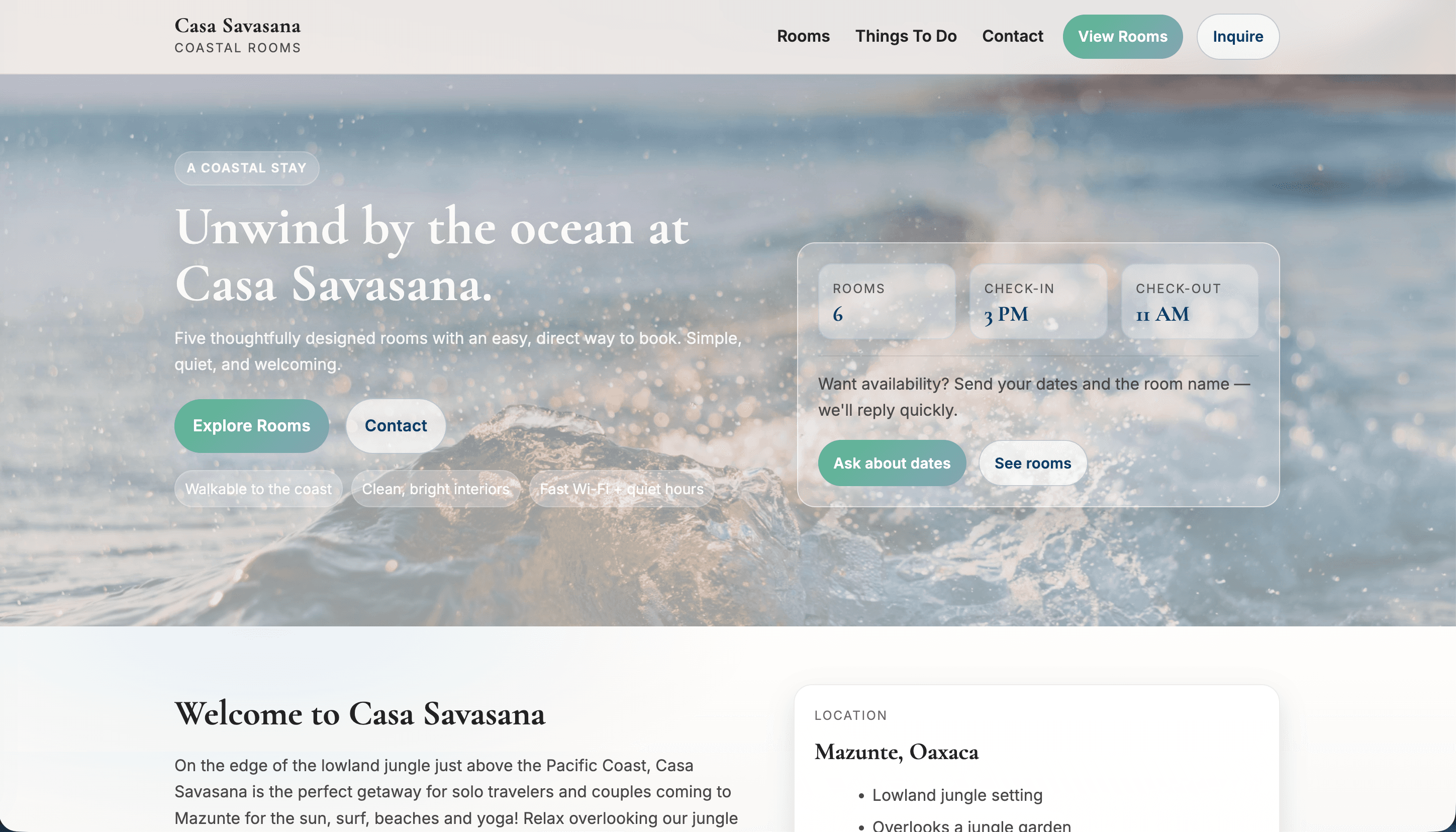 Casa Savasana website